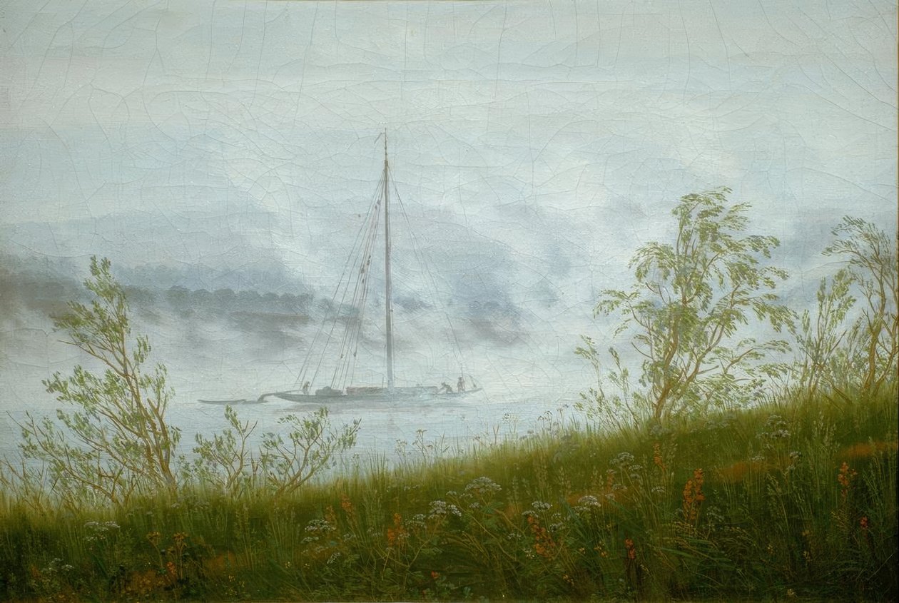 Labská loď v ranní mlze od Caspar David Friedrich