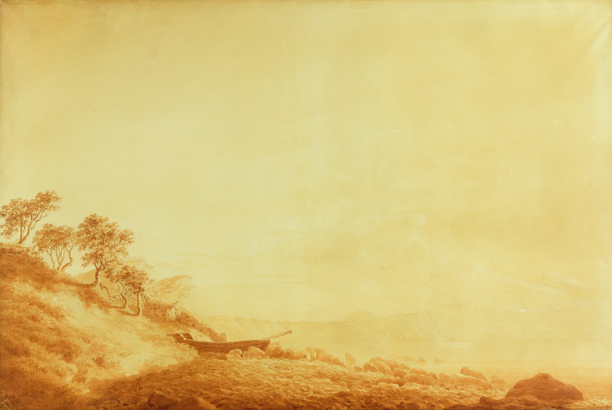 Pohled na Arkonu při východu slunce, 1801 (tuš na papíře) od Caspar David Friedrich
