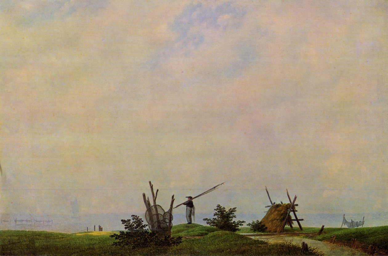 Mořská pláž s rybáři od Caspar David Friedrich