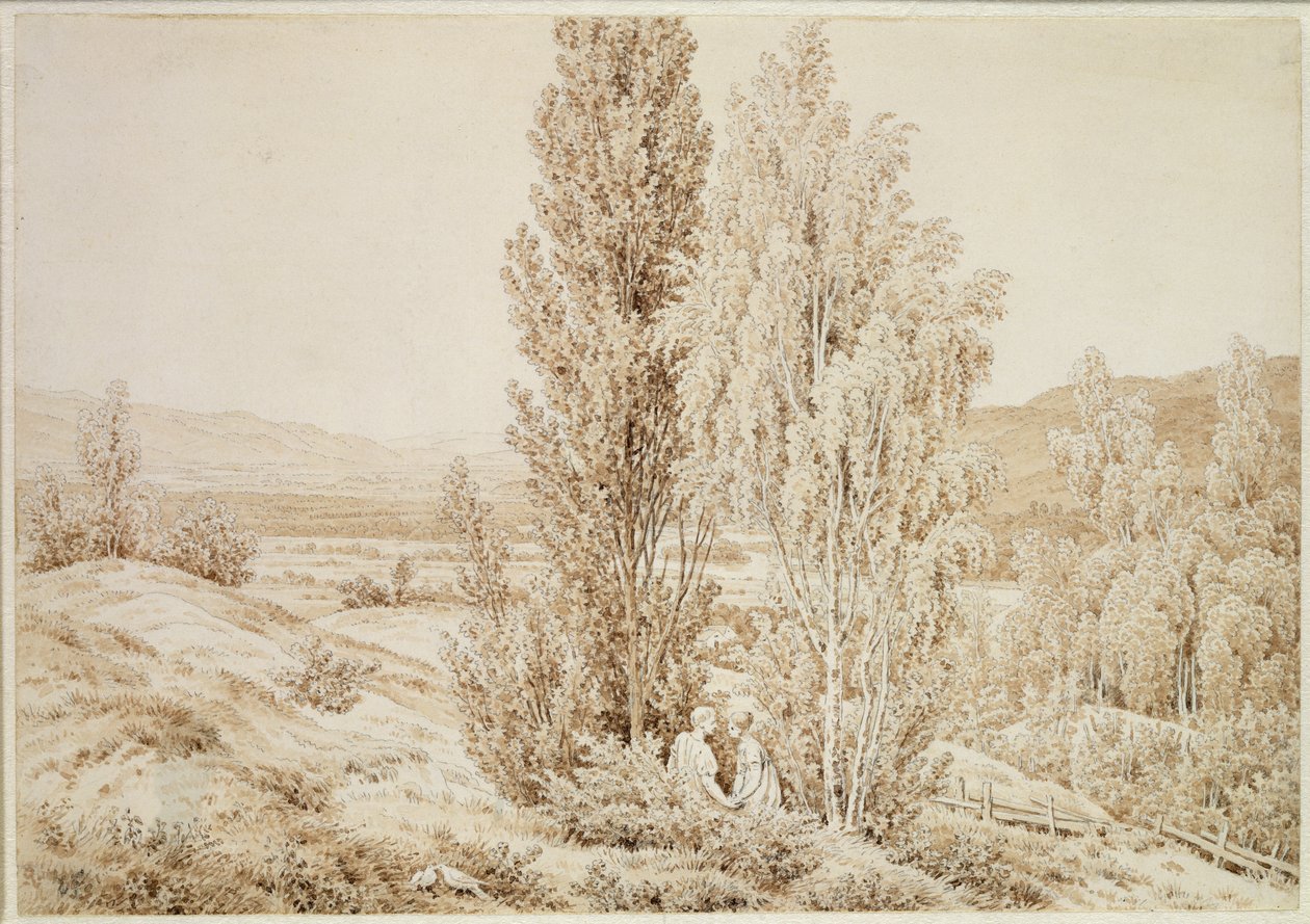 Léto (sépiový inkoust a tužka na papíře) od Caspar David Friedrich