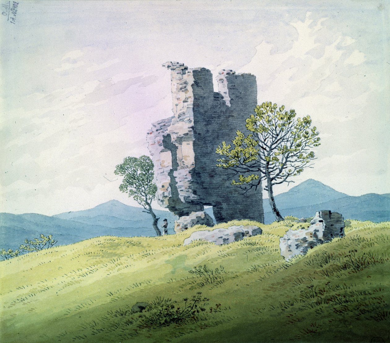 Zámek v Teplitz (wc na papíře) od Caspar David Friedrich