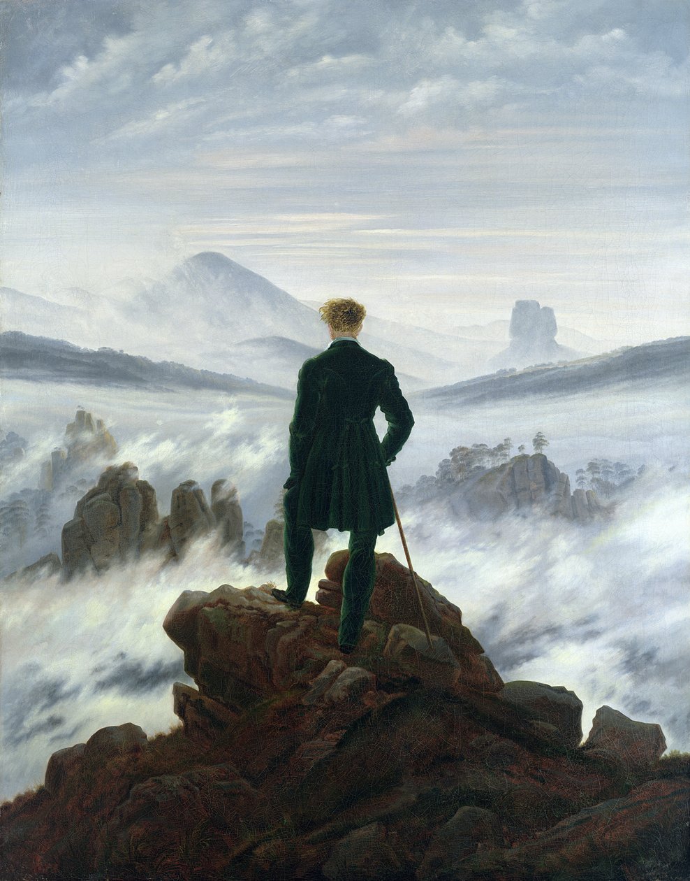 Tulák nad mořem mlhy od Caspar David Friedrich