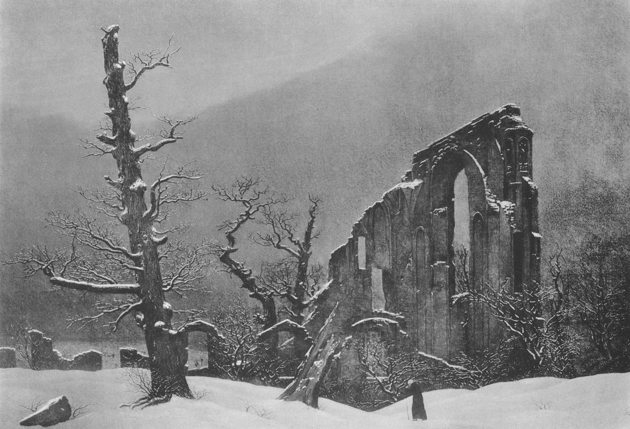 Zimní krajina se zříceninou kláštera Eldena od Caspar David Friedrich