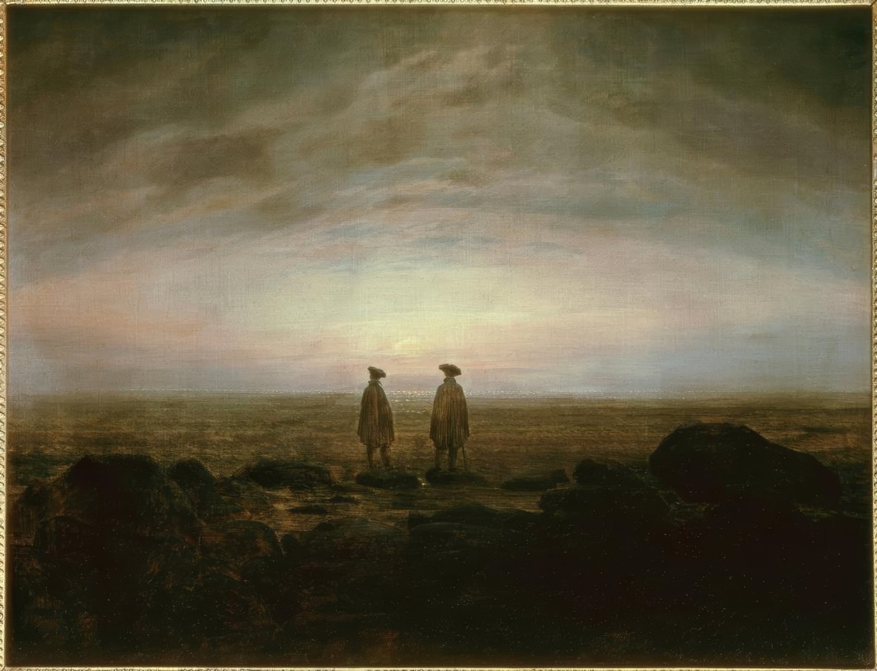 Dva muži u moře při východu měsíce od Caspar David Friedrich