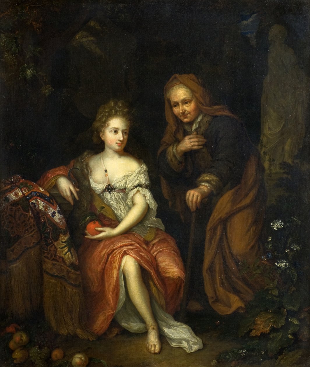 Vertumnus a Pomona od Caspar (follower of) Netscher