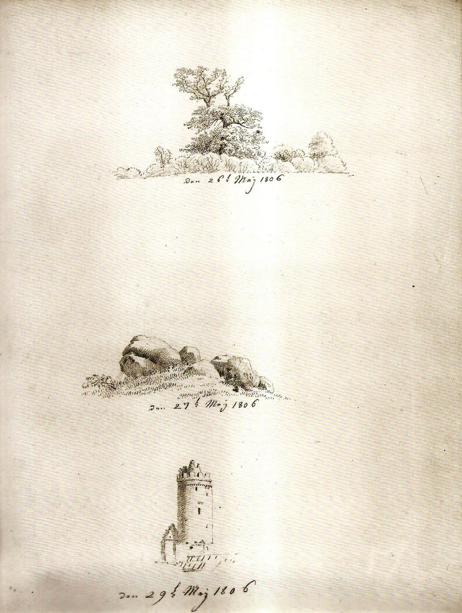 Strom, kurník a věž od Caspar David Friedrich