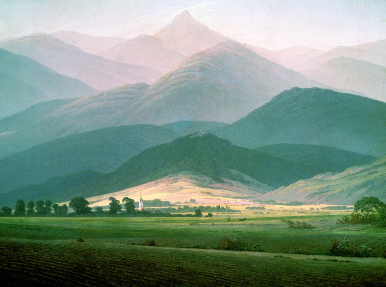 Krajina v pohoří Riesengebirge od Caspar David Friedrich