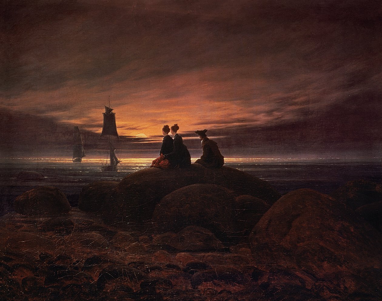 Měsíc vycházející nad mořem od Caspar David Friedrich