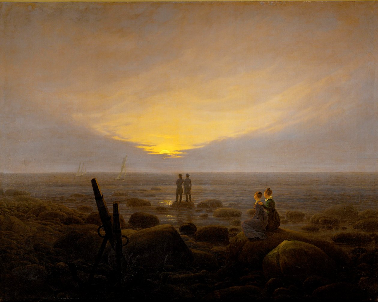Východ měsíce nad mořem od Caspar David Friedrich