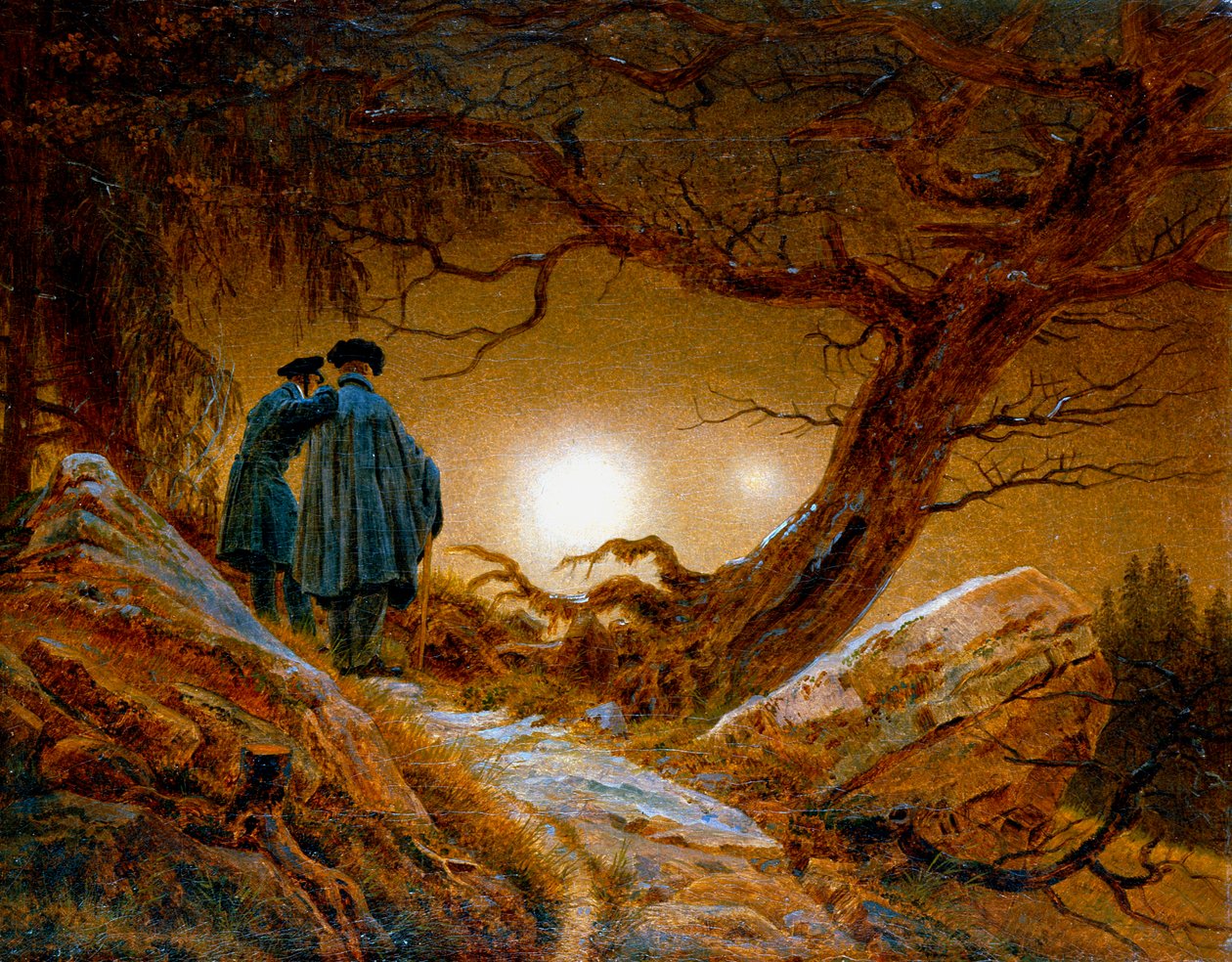 Dva muži uvažující o Měsíci, c1825-1830 od Caspar David Friedrich