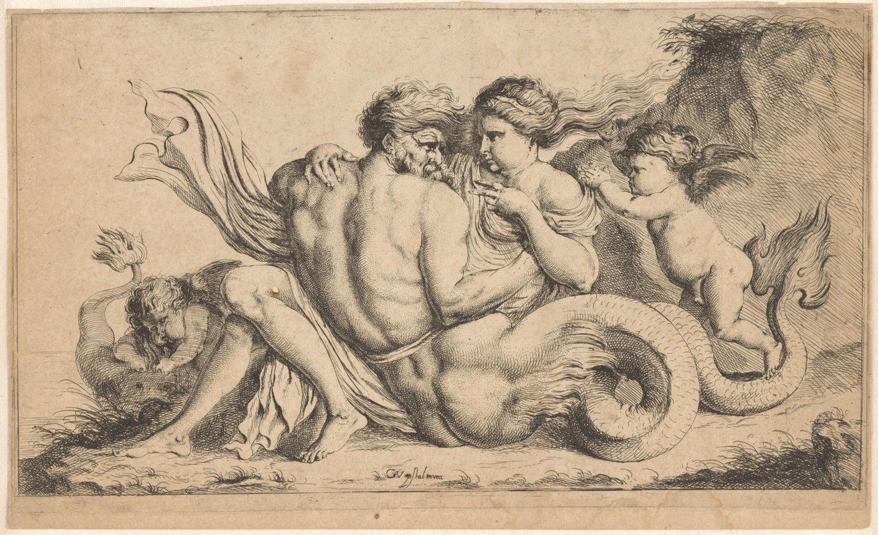 Triton je nymfa od Caspar Jacob van Opstal (II) (attributed to)