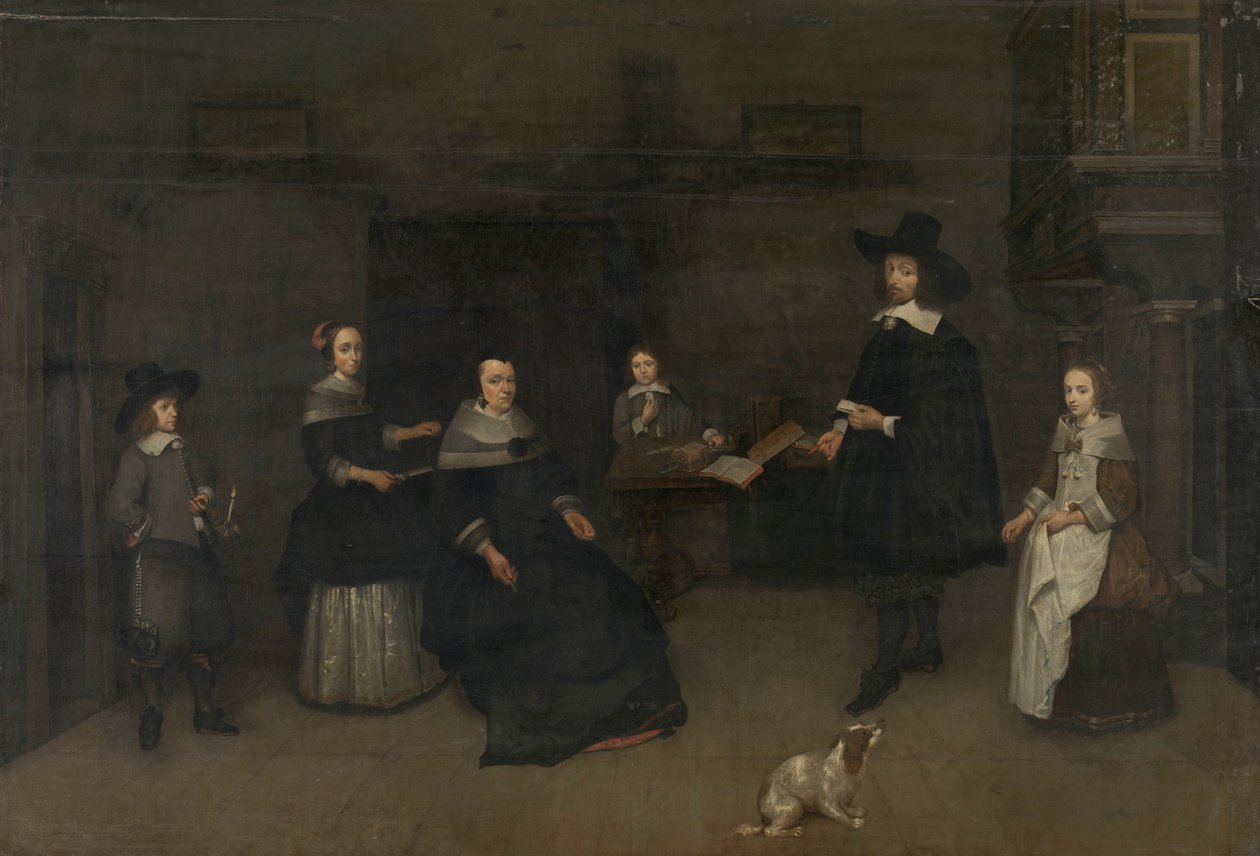 Rodinná scéna od Caspar Netscher (attributed to)