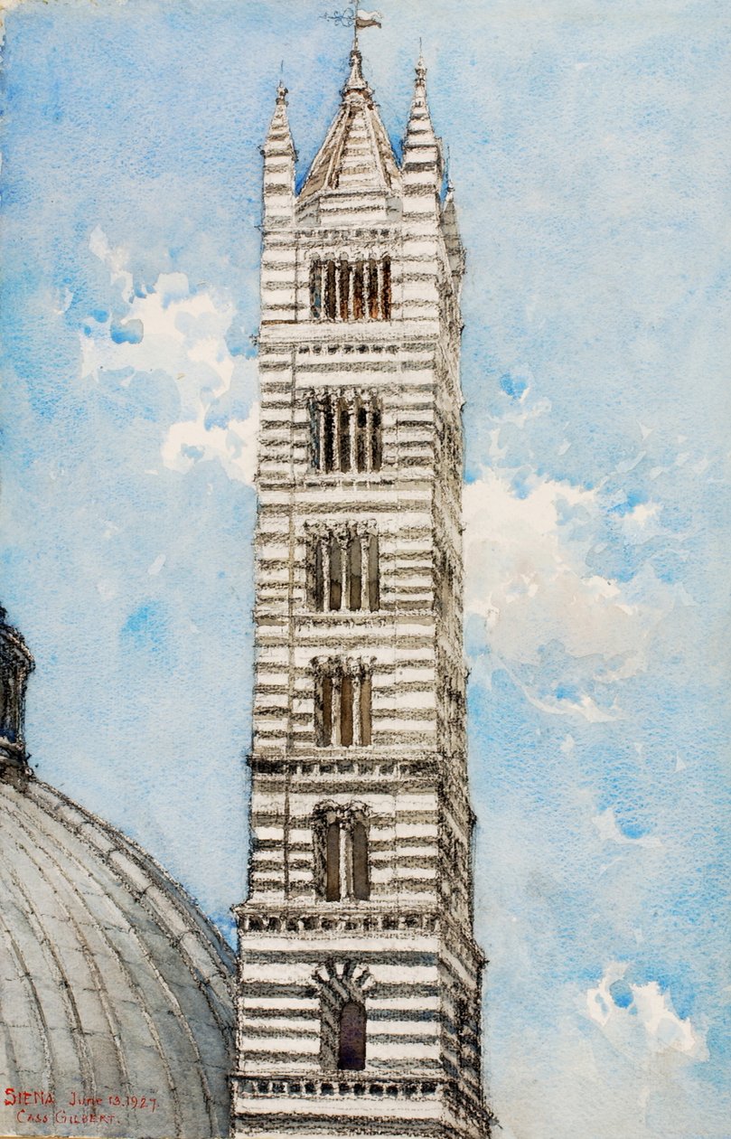 Věž katedrály, Siena, 1927. od Cass Gilbert