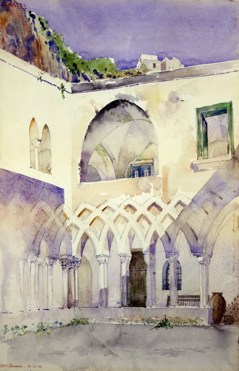 Nádvoří, klášter Capucine, Amalfi od Cass Gilbert