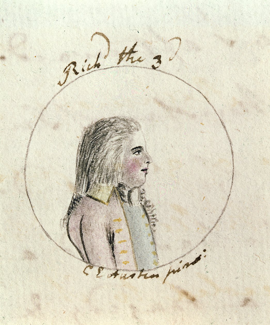 Portrét Richarda III. (1452-85) kolem roku 1790 (pero, inkoust a wc na papíře) od Cassandra Austen