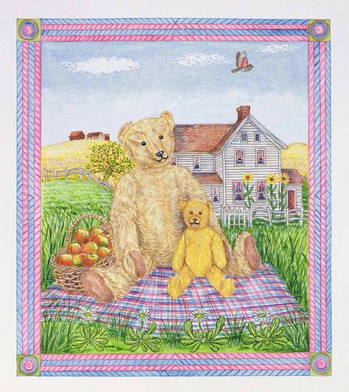 Piknik Teddy Bears (wc na papíře) od Catherine Bradbury