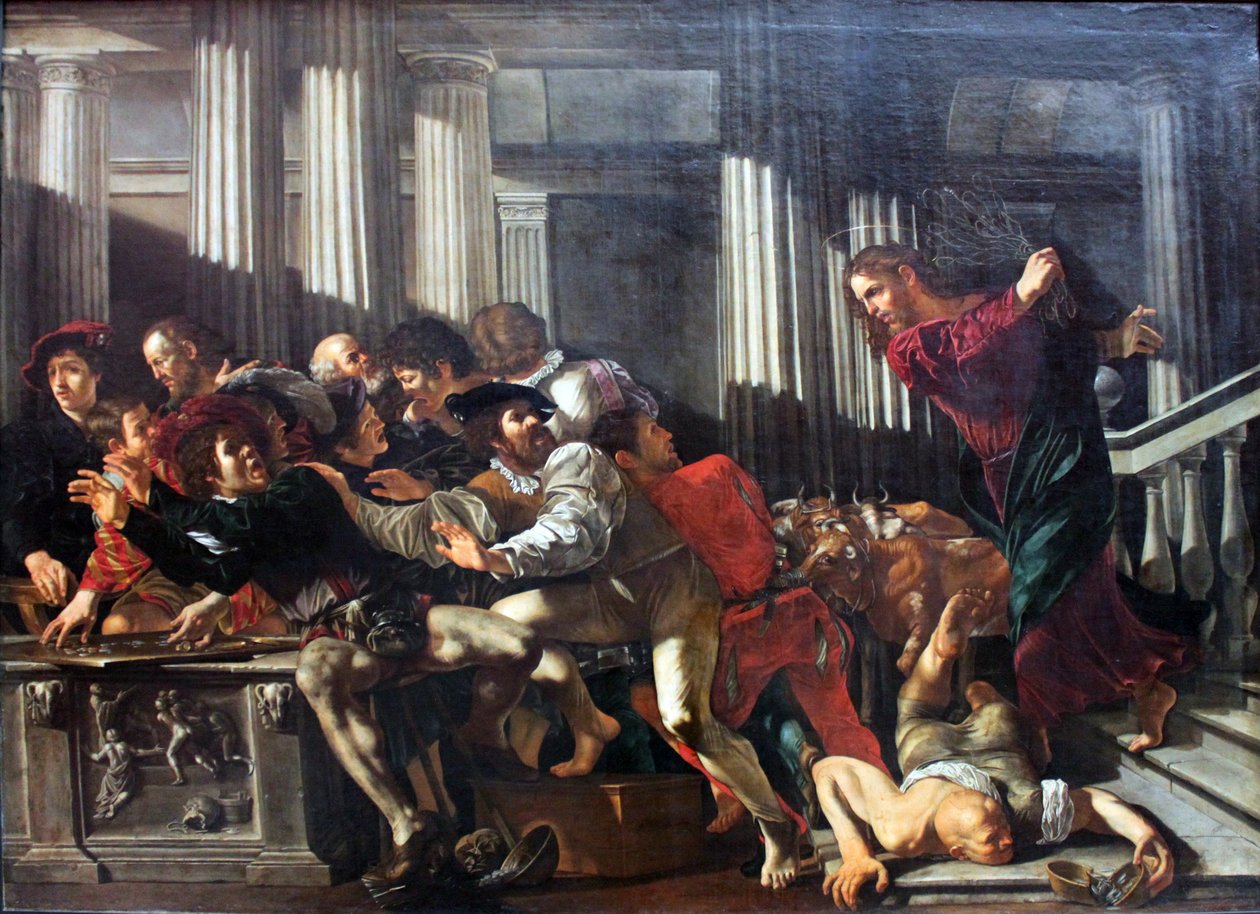 Kristus vyhání směnárníky z Chrámu od Cecco de Caravaggio