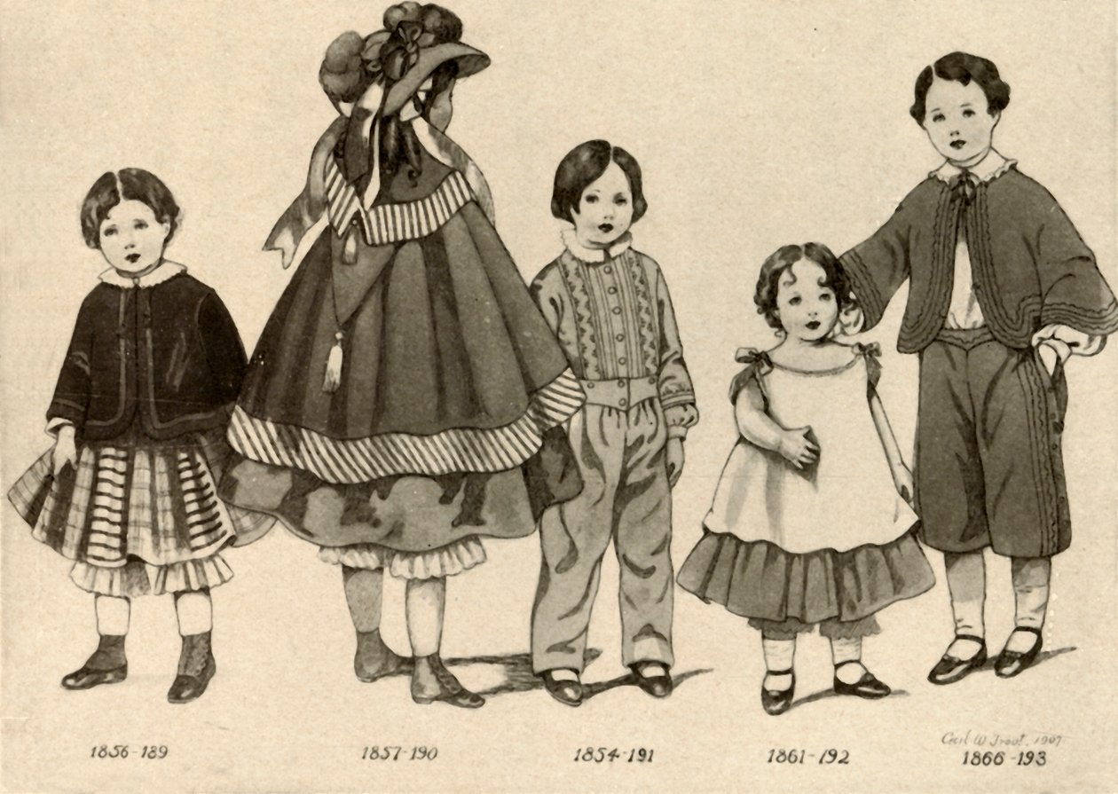 Dětské oblečení z let 1850-1860, 1907, 1937. od Cecil W. Trout