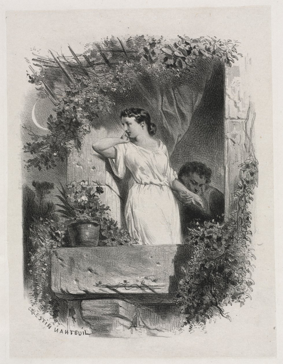 Na balkóně, 1842. od Celestin Francois Nanteuil