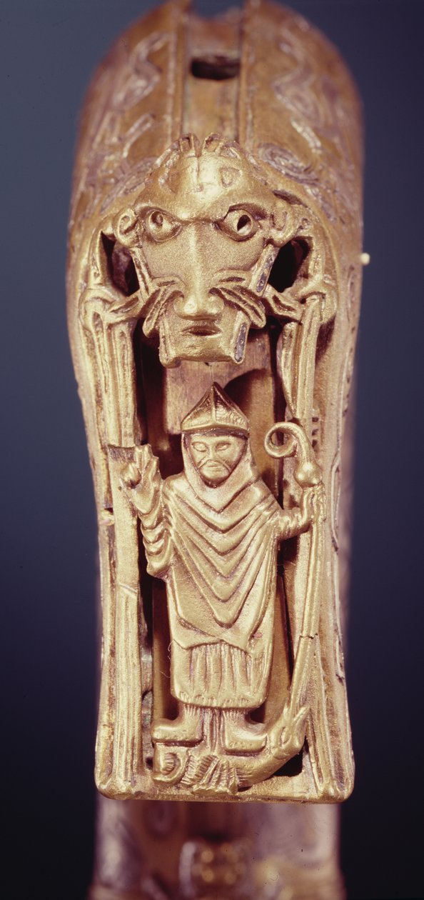 Clonmacnoise Crozier, hrabství Offaly, vikingské dřevo zabalené do plechu z bronzu s vykládaným stříbrným detailem 228692 od Celtic