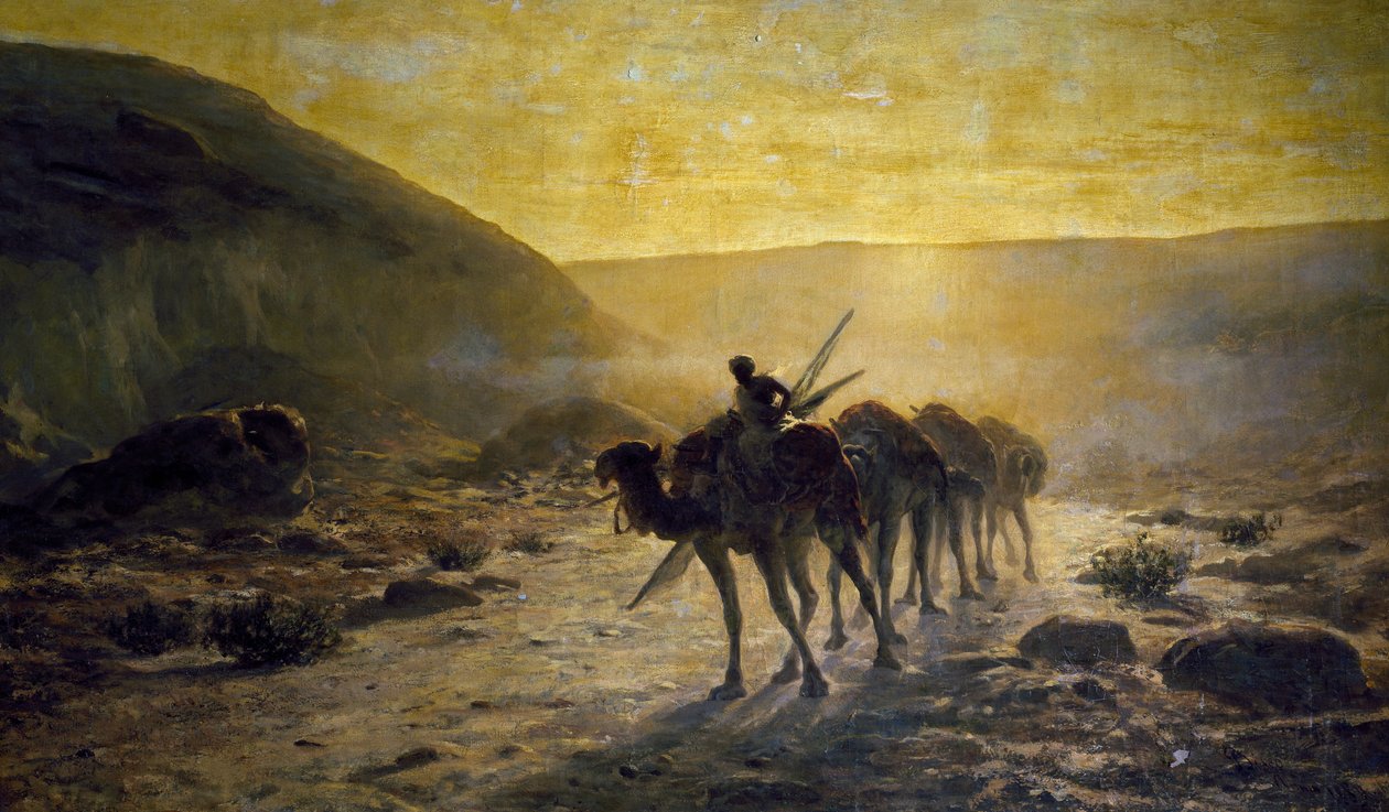 V poušti, obraz Cesare Biseo (1843-1909) od Cesare Biseo