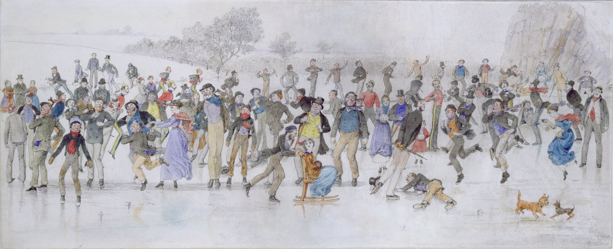 Bruslařská scéna (pero, tuš a čb na papíře) od Charles Altamont Doyle