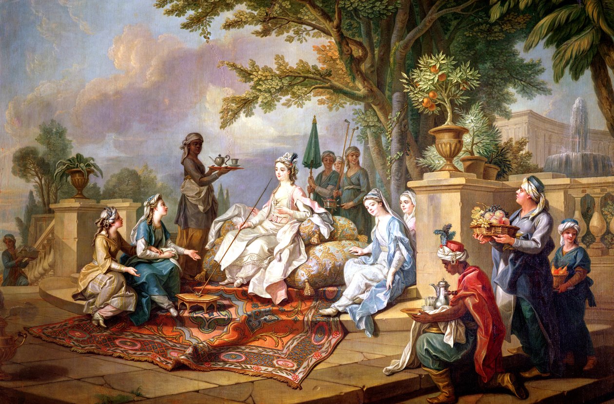 Sultana obsluhovaná svými eunuchy od Charles Amedee Philippe van Loo