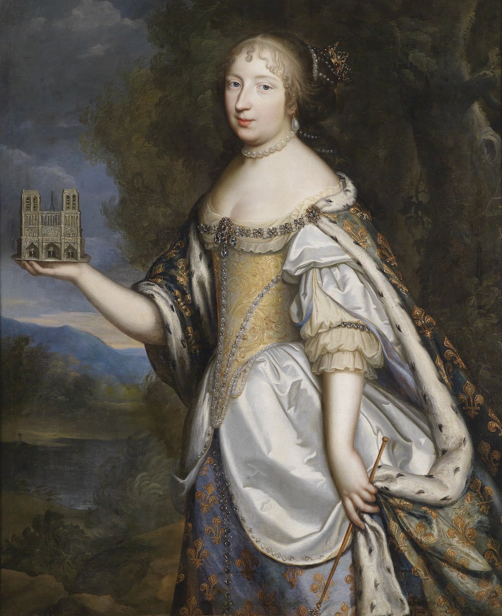 Portrét francouzské královny Marie Terezie jako patronky katedrály Notre-Dame de Paris od Charles Beaubrun