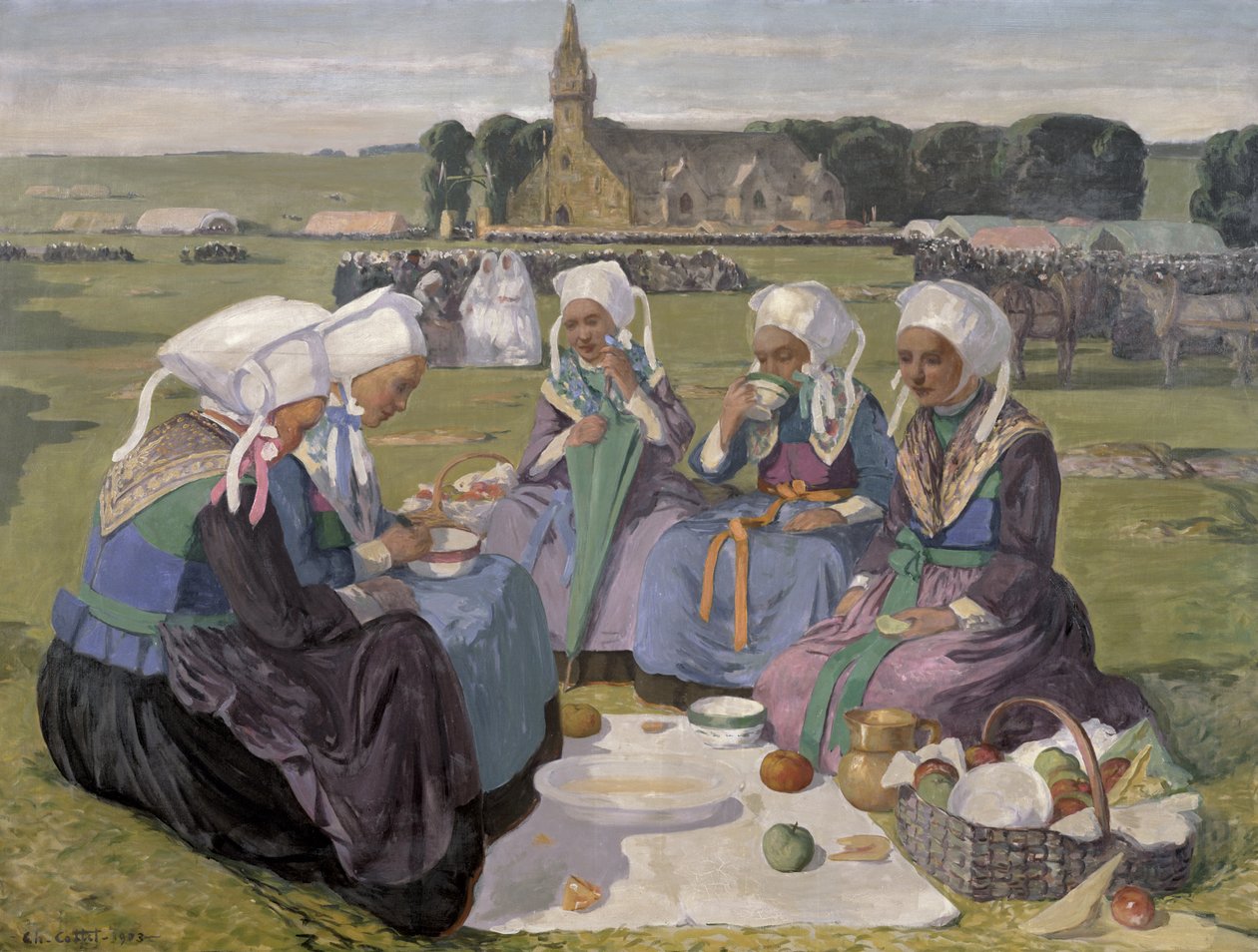 Ženy z Plougastelu v Pardon of Notre-Dame de la Palud, 1903 od Charles Cottet