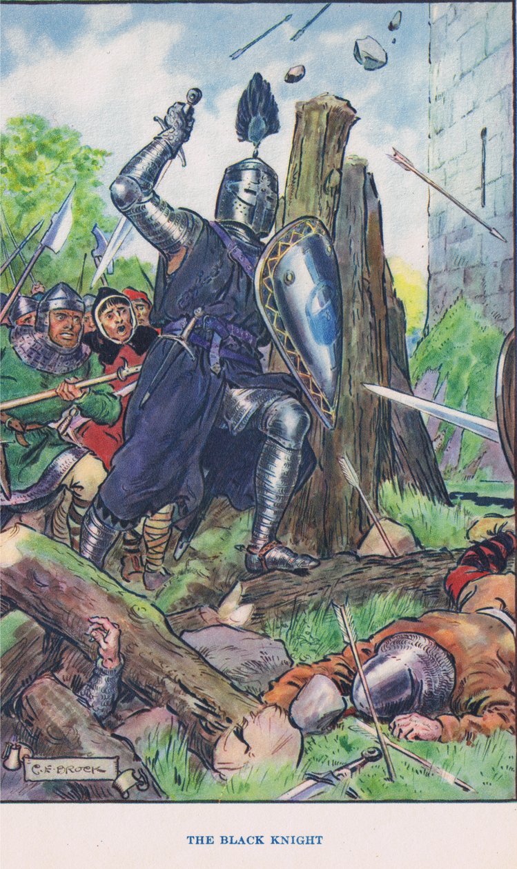 Obležený hrad - Černý rytíř, ilustrace z 