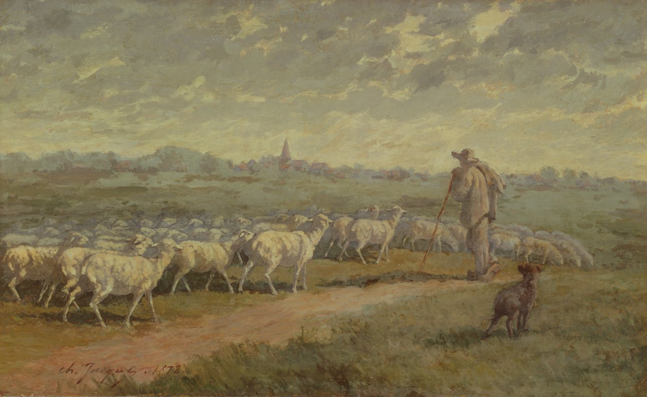 Krajina se stádem ovcí, 1872 od Charles Emile Jacque