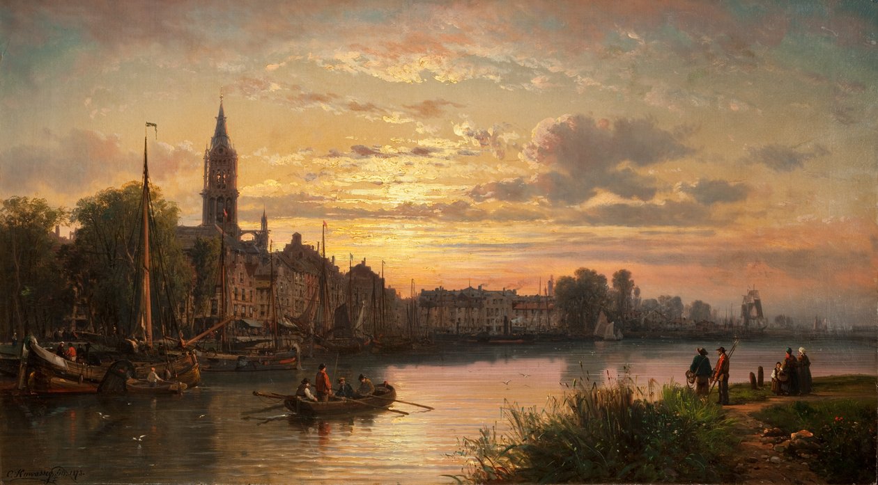 Nizozemská scéna při západu slunce, 1873 od Charles Euphrasie Kuwasseg