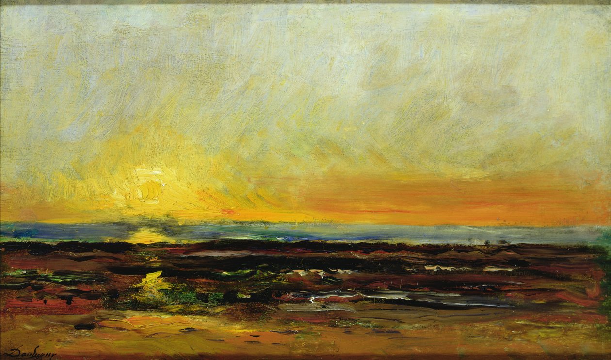 Západ slunce na mořském pobřeží od Charles Francois Daubigny