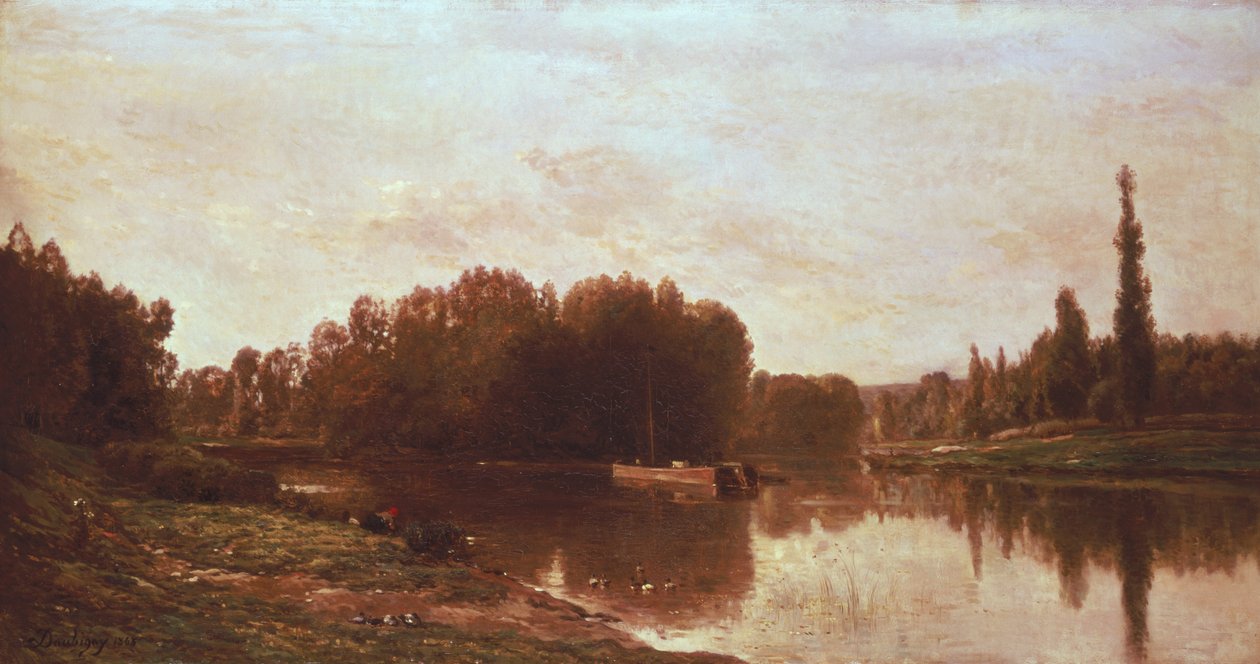 Soutok řeky Seiny a řeky Oise od Charles Francois Daubigny