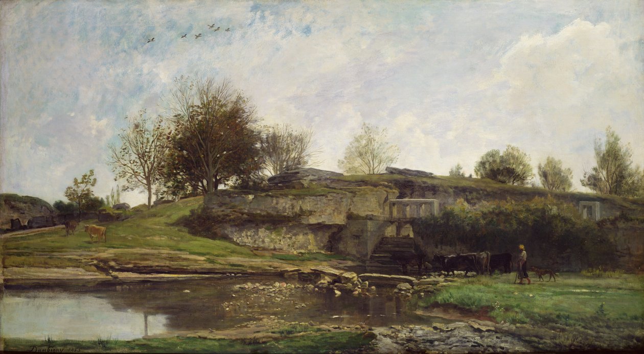 Zdymadlo u Optevozu, 1855 od Charles Francois Daubigny