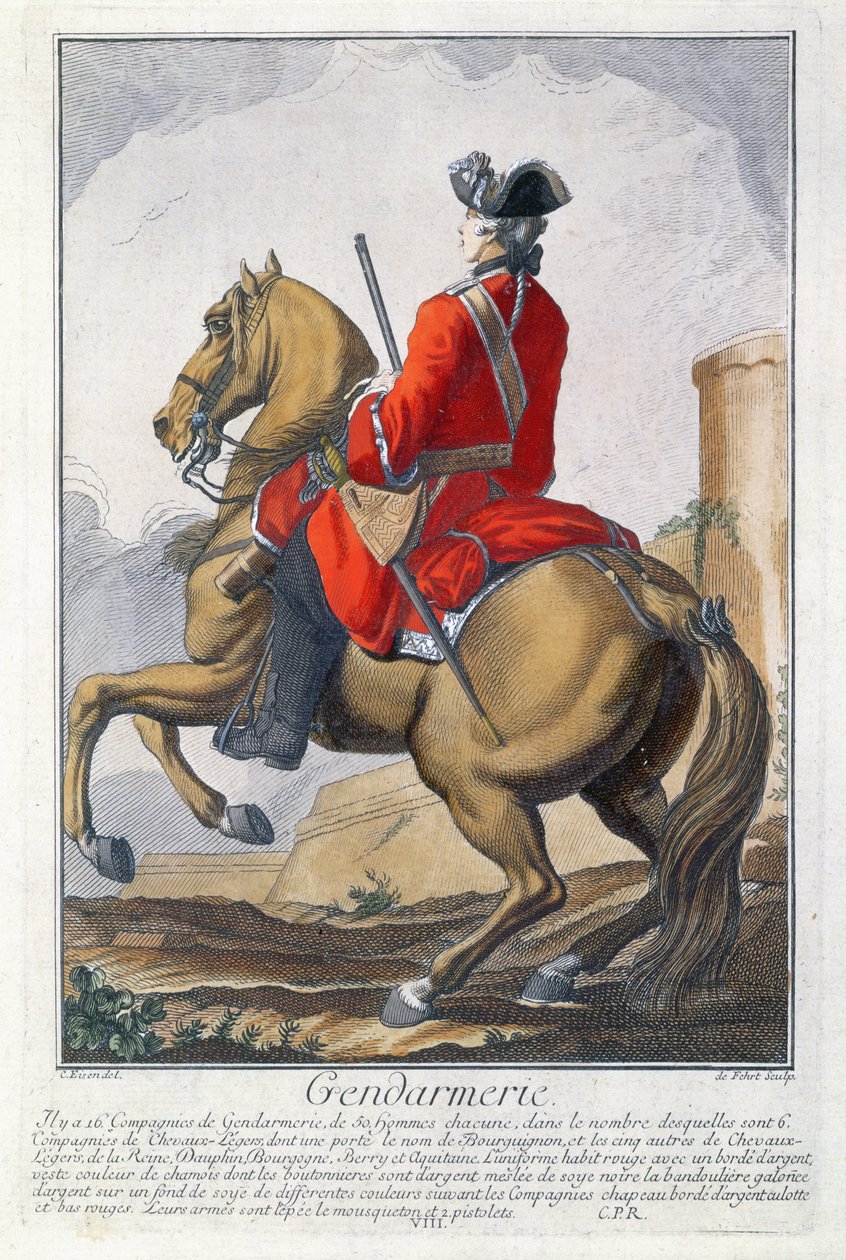 Četník na koni (barevná rytina) od Charles Joseph Dominique Eisen