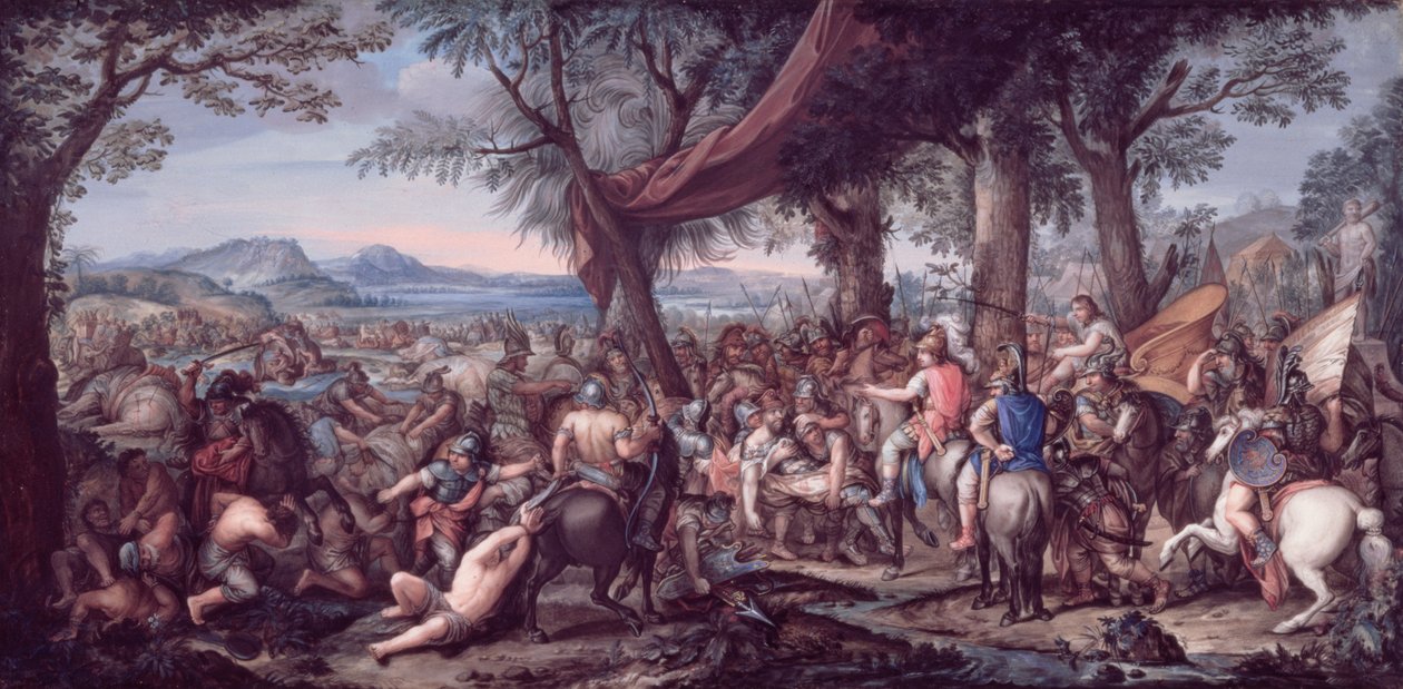 Alexandr v bitvě u Arbela (tempera na pergamenu) od Charles Le Brun