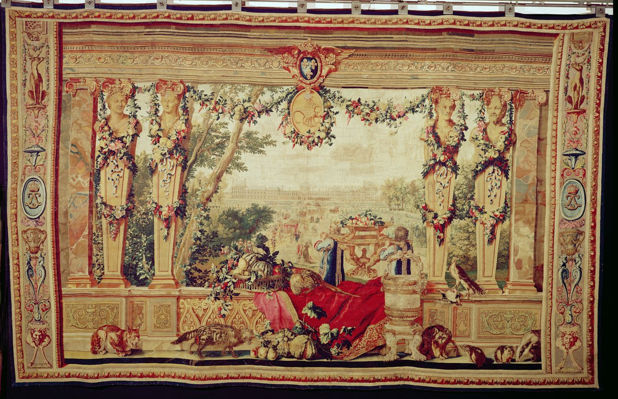 Měsíc října Zámek Tuileries, ze série gobelínů „Měsíce nebo královské rezidence“, vyrobených v Gobelínové dílně pro Ludvíka XIV (tapisérie) od Charles Le Brun