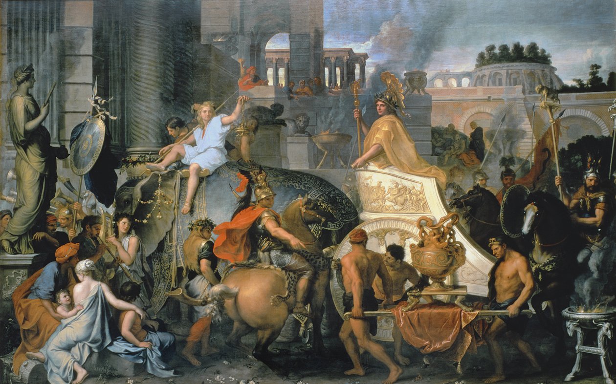 Alexandrův triumf nebo Alexandrův vstup do Babylonu, kolem roku 1673 od Charles Le Brun