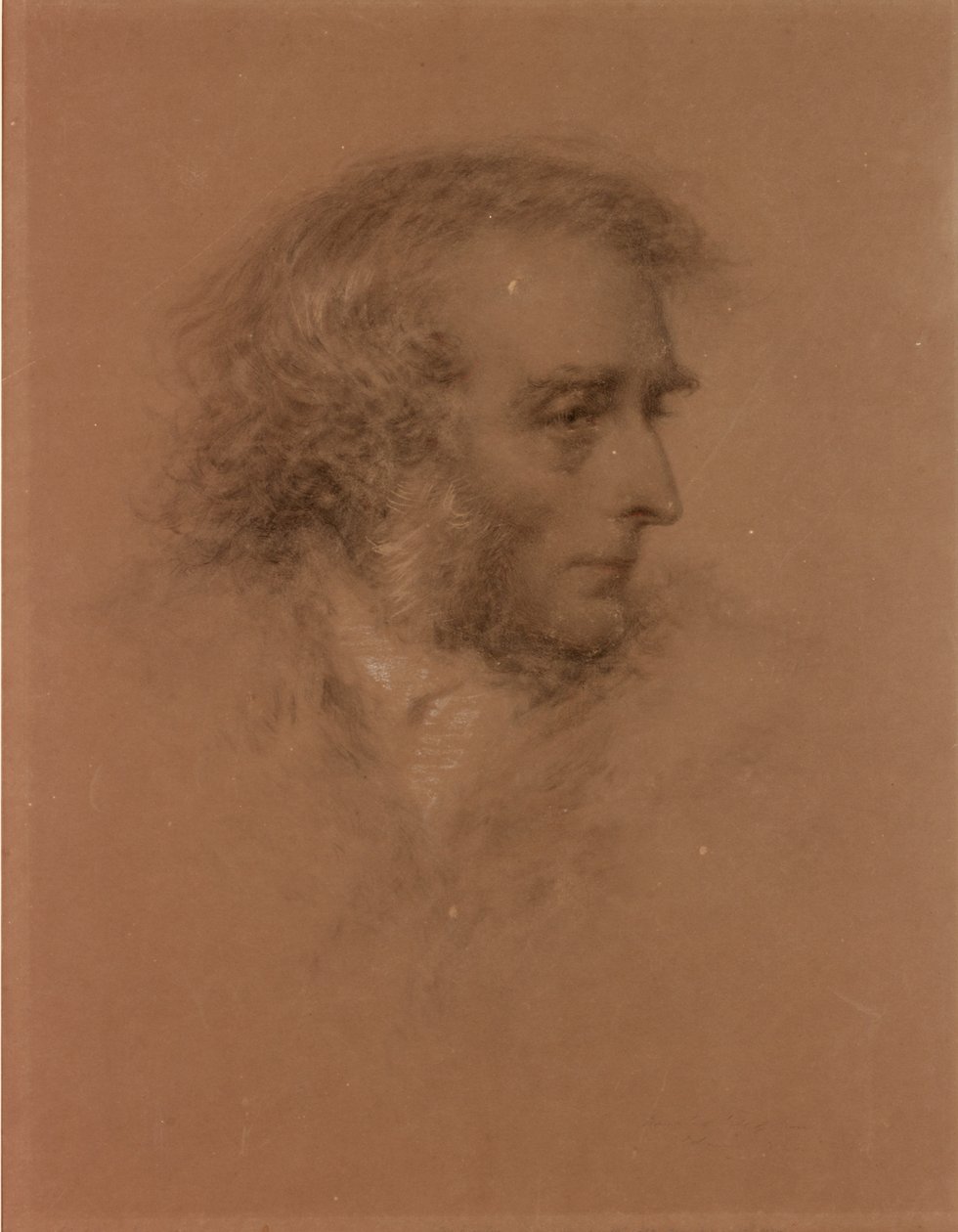 John Martin na smrtelné posteli (černá křída na papíře) od Charles Martin