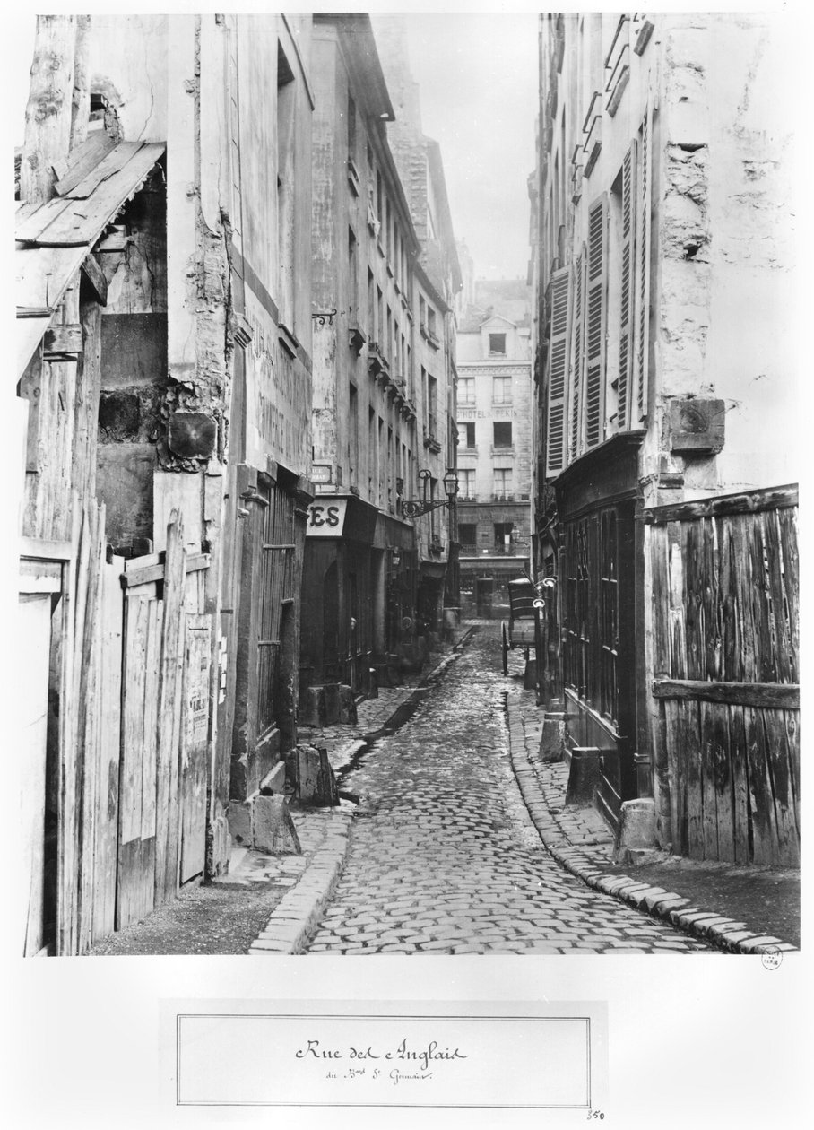 Rue des Anglais, z Boulevard Saint-Germain, Paříž, 1858-78 od Charles Marville