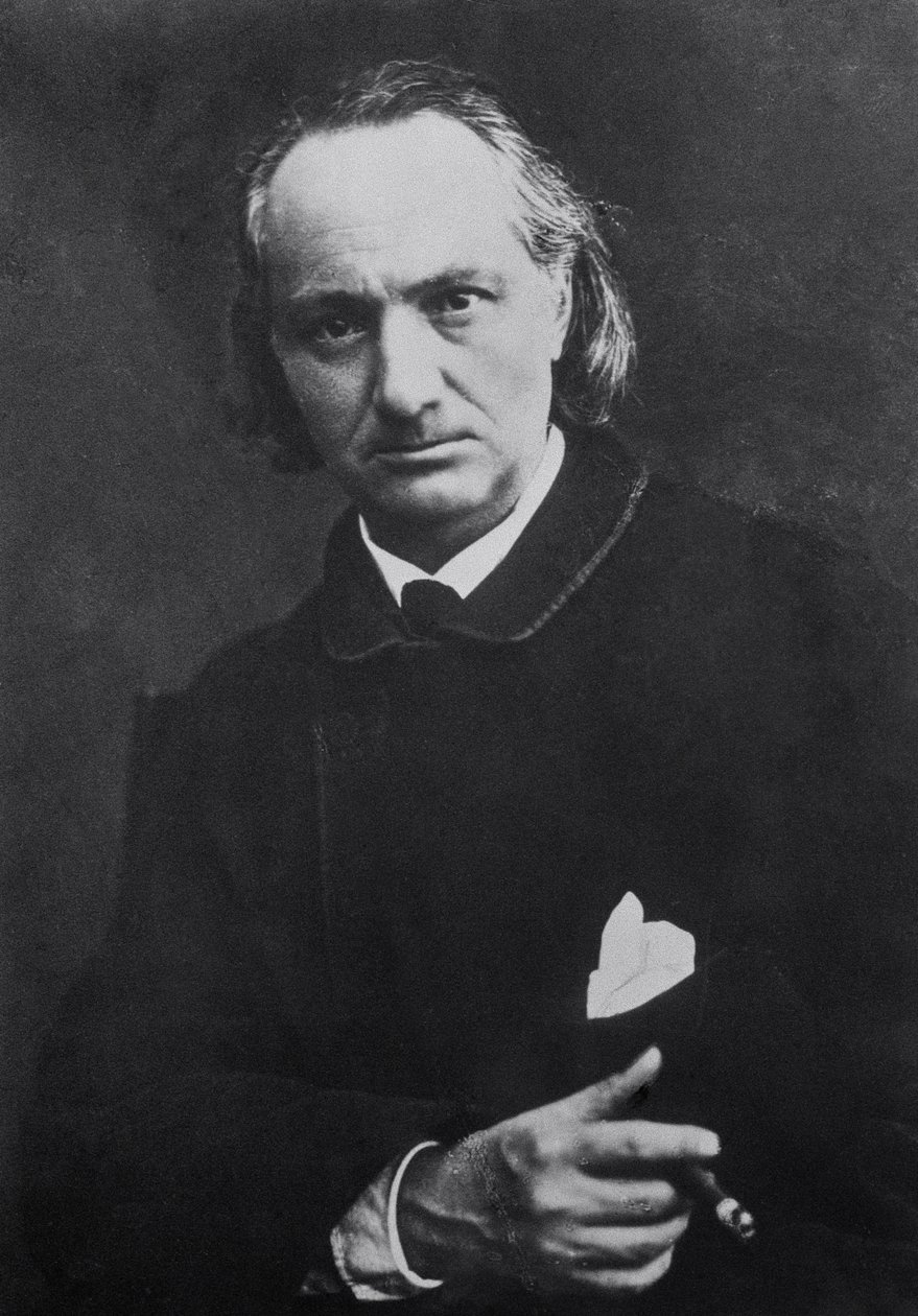 Charles Baudelaire (1821-67) s doutníkem, 1864 (černobílá fotografie) od Charles Neyt
