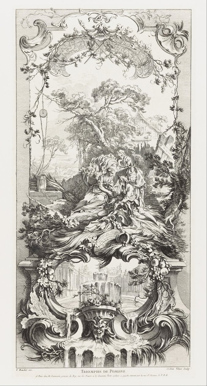 Design obrazovky- Triumph of Pomona (Triumph of Pomona) z New Pieces for Screen (Ne ... od Charles Nicolas II Cochin