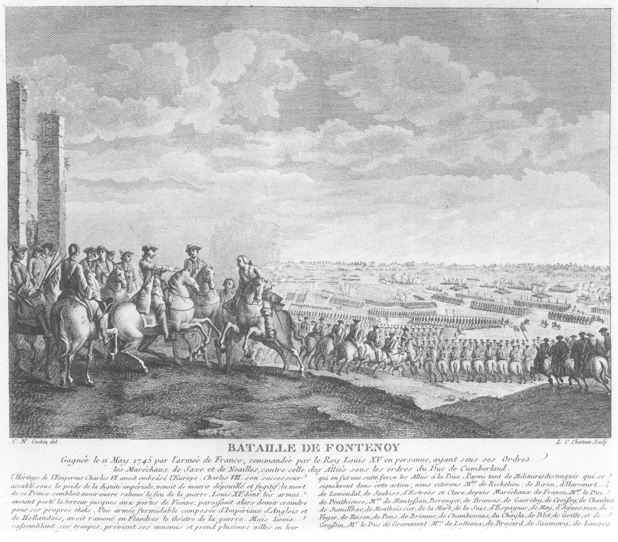 Bitva u Fontenoy, 11. května 1745, 1828 od Charles Nicolas II Cochin