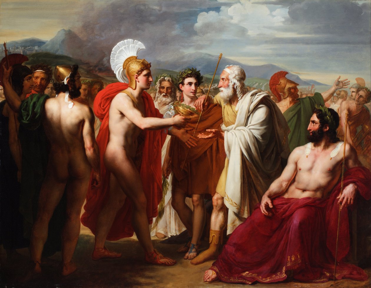 Achilles předávání ceny Moudrosti Nestorovi během pohřebních her od Charles Philippe Lariviere
