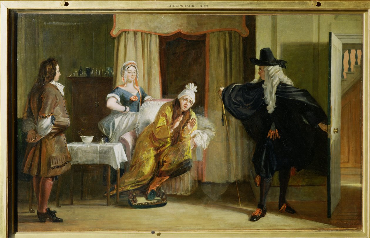 Scéna z Moliérova (1622-73) "Le Malade Imaginaire". od Charles Robert Leslie