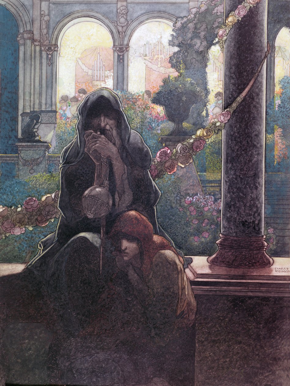 „Bohatí se veselili ve svých krásných domech, zatímco žebráci seděli u bran“, 1913 od Charles Robinson