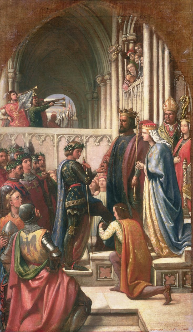 Edward III udělování Řádu podvazku Edwarda Černého prince, 1847 od Charles West Cope