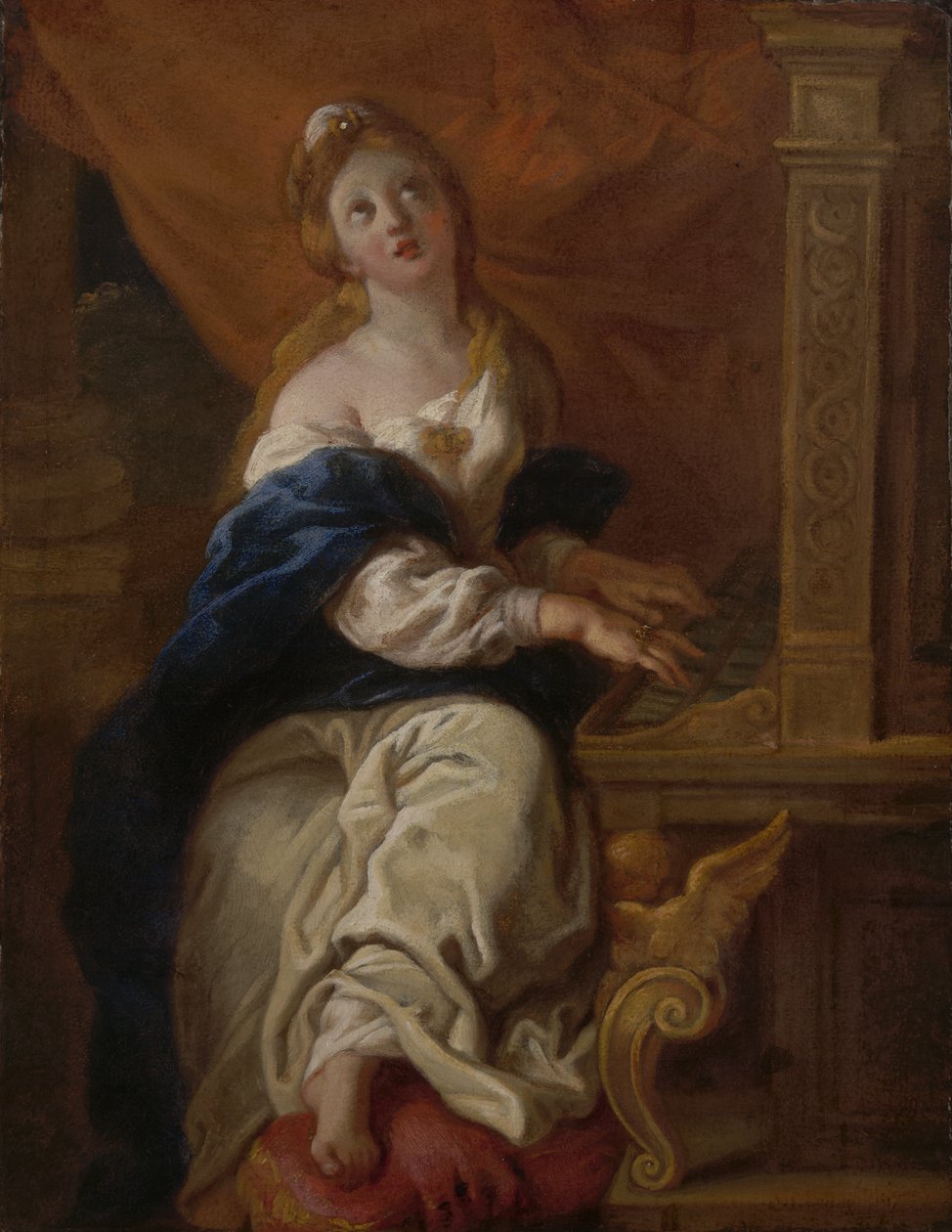 Saint Cecilia, cca 1700 (olej na papíře) od Charles de la Fosse