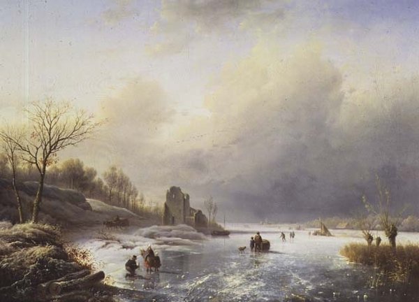 Zimní scéna od Charles Henri Joseph Leickert